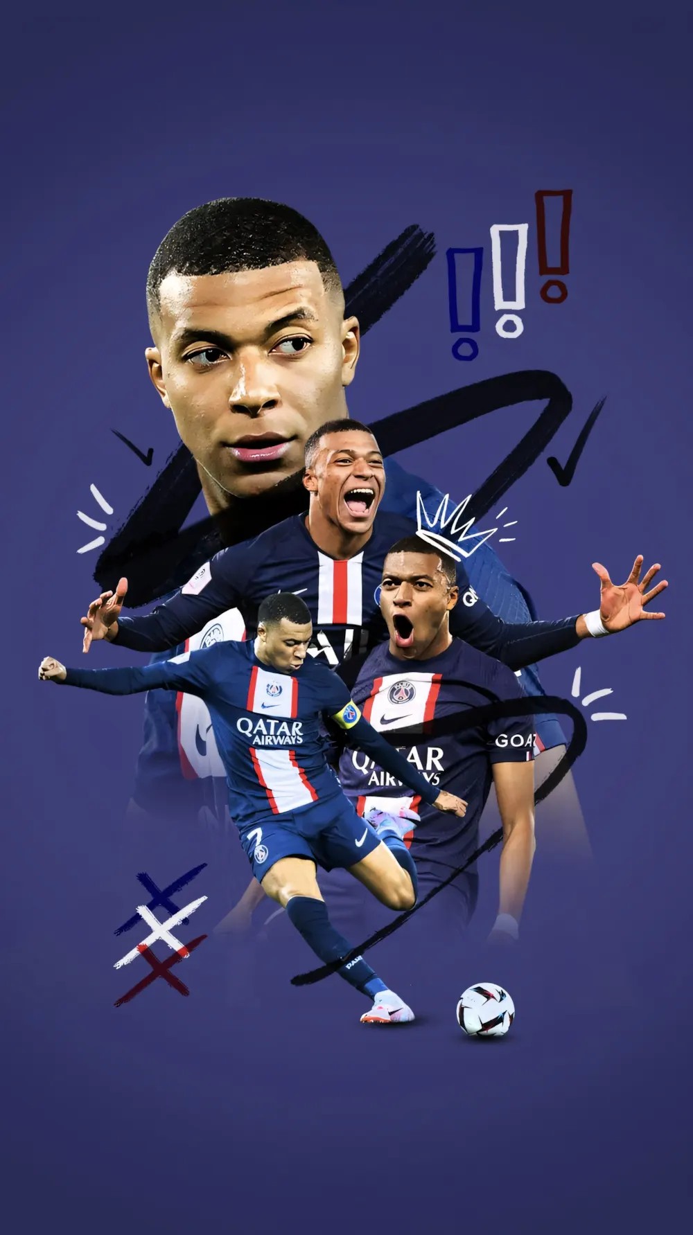 Hình nền Mbappé phong cách nghệ thuật cho smartphone