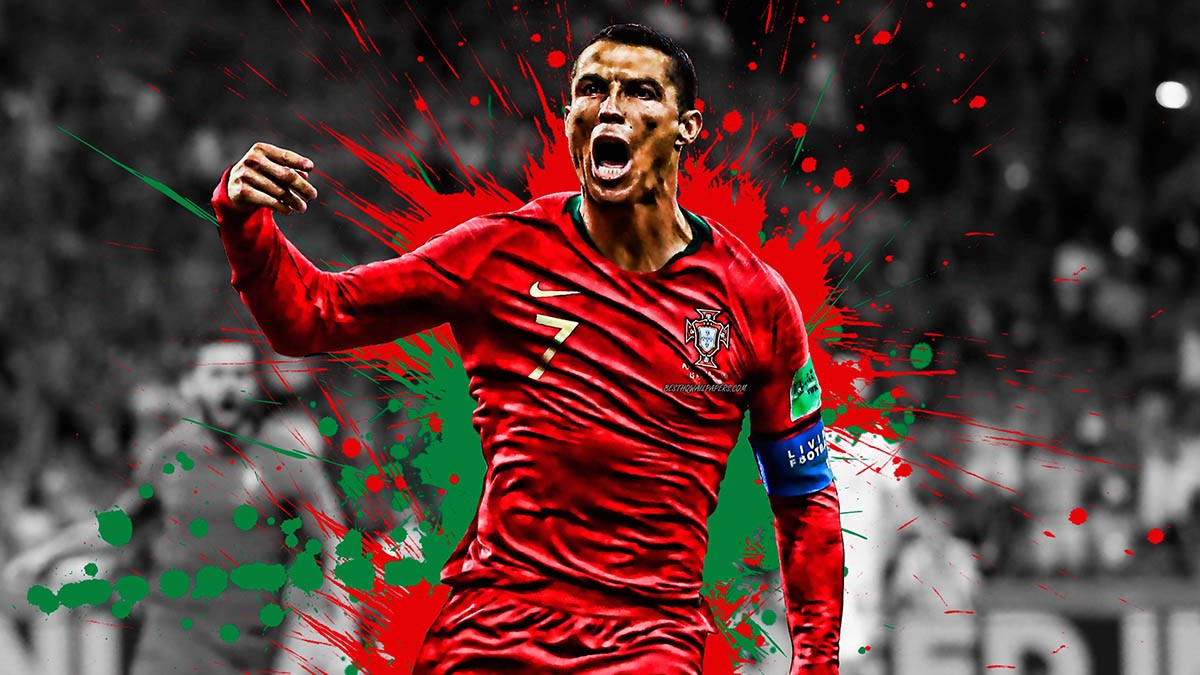 Hình nền Ronaldo màu sắc rực rỡ cho màn hình gaming