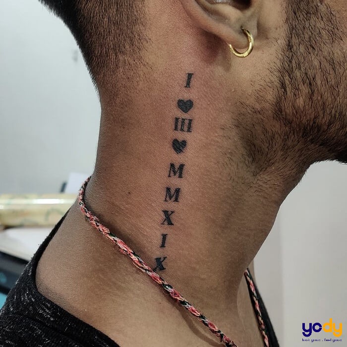 Hình xăm chữ ở cổ đẹp cho nam