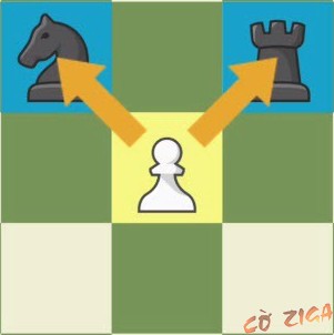 Quân tốt ăn các quân ở ô cùng màu trước nó