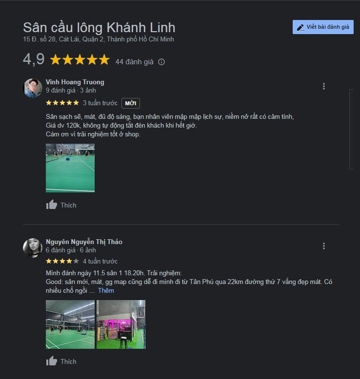 Một số đánh giá 5 sao từ người dùng trên Google Maps
