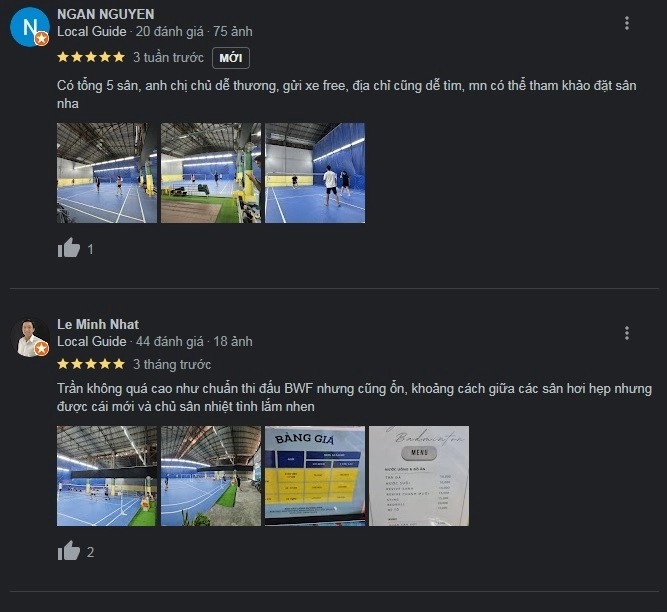 Các đánh giá tích cực từ người chơi về chất lượng dịch vụ của sân
