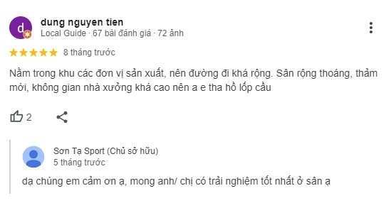 Review thực tế từ khách hàng về sân cầu lông Sơn Tạ - Hình 1