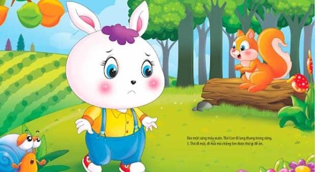 Minh họa truyện Thỏ con ăn gì với hình ảnh các con vật trong rừng