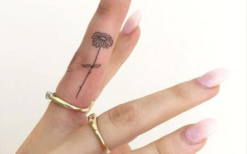 Hình xăm hoa cúc nhỏ, thể hiện vẻ đẹp đơn thuần, trong sáng của các bạn gái