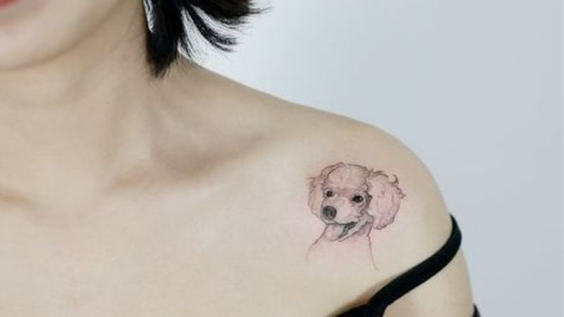 Hình xăm thú cưng giống Poodle xinh xắn và dễ thương