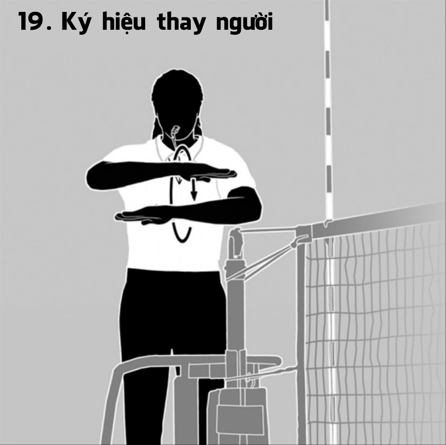 Trọng tài ra ký hiệu tạm dừng trận đấu để thực hiện quyền thay người