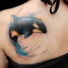 Hình xăm cá voi sát thủ màu nước 4