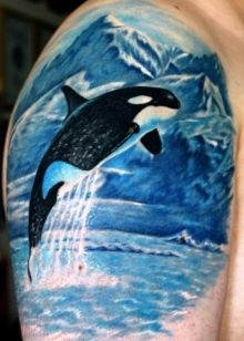 Hình xăm cá voi sát thủ lớn 6