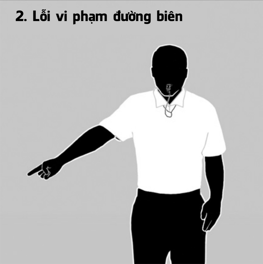 Trọng tài chỉ tay xuống đường biên bắt lỗi