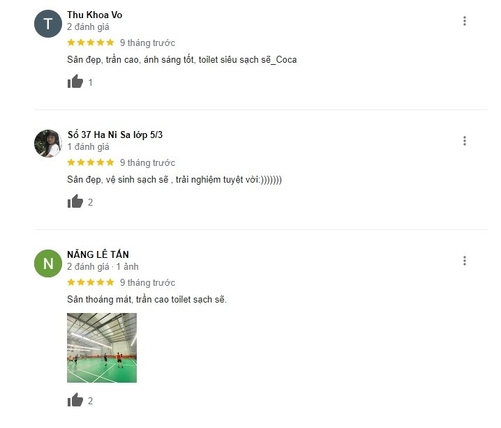 đánh giá sân cầu lông Đông Hồ