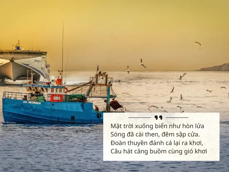 Vẻ đẹp hùng vĩ của người ngư dân trong bài thơ Đoàn thuyền đánh cá