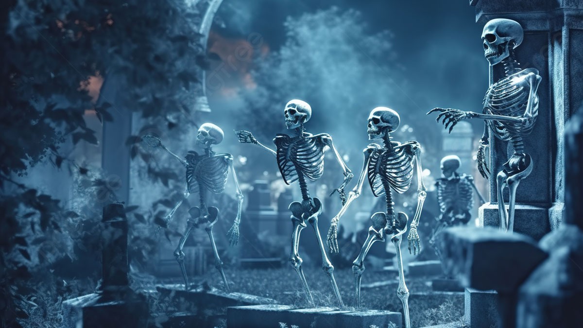 Một con ma 3D với đôi mắt phát sáng và cử chỉ đáng sợ