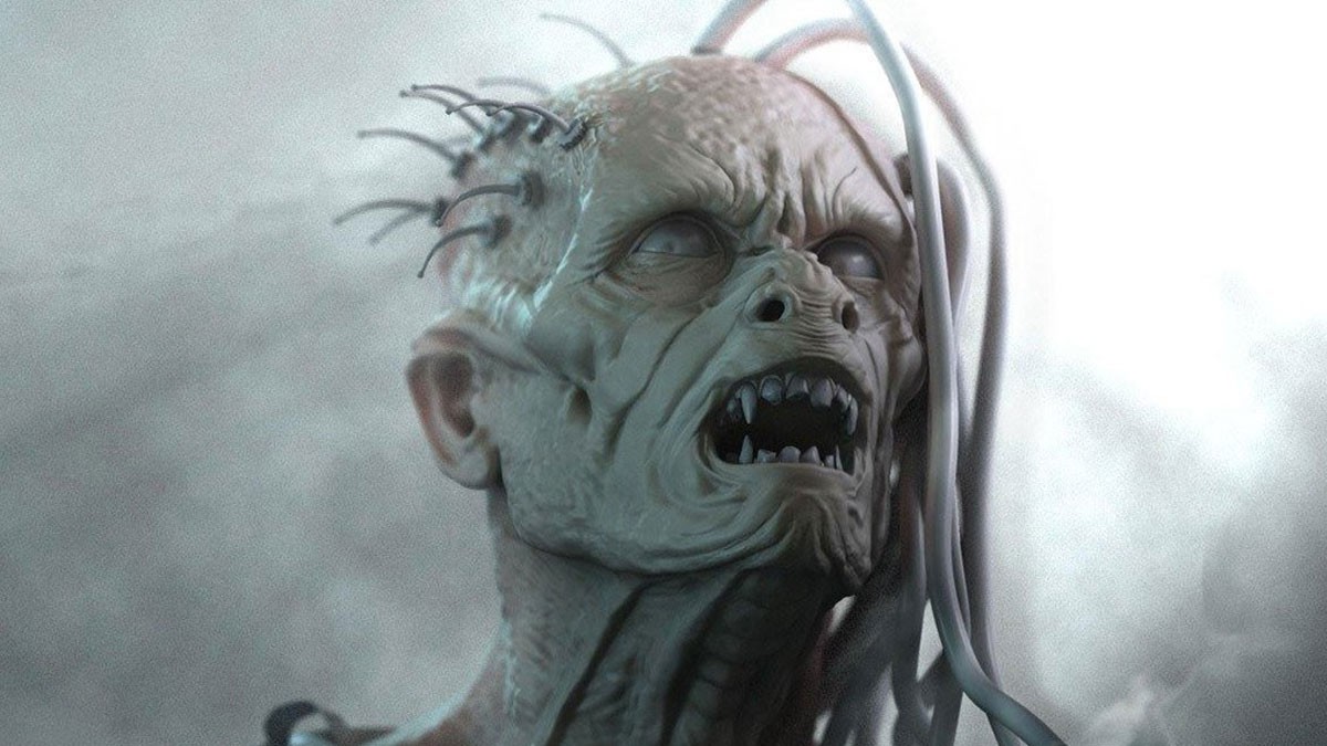 Một con ma 3D với biểu cảm ghê rợn và hiệu ứng ánh sáng độc đáo