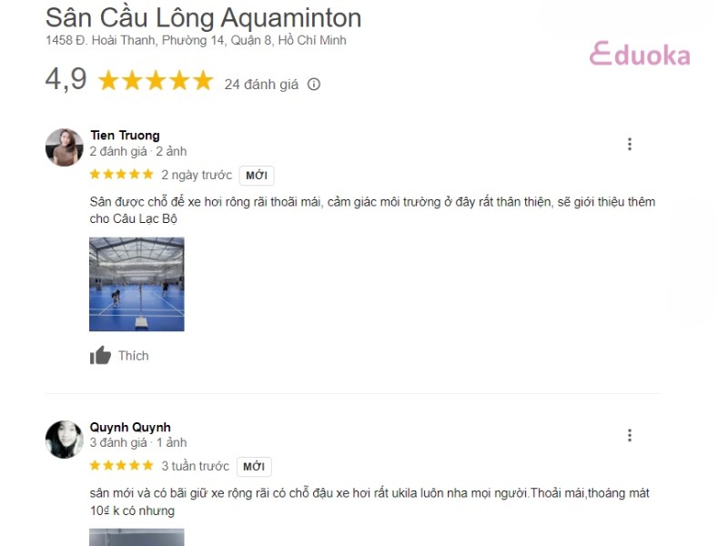Đánh giá của các vợt thủ về Sân Cầu Lông Aquaminton