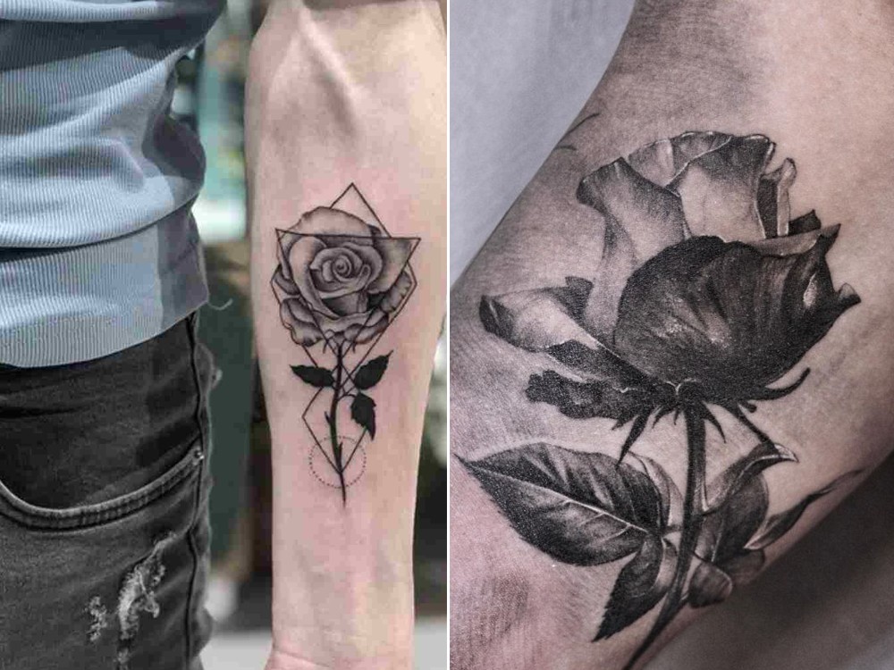 Hình xăm hoa hồng đen tinh tế và đầy cuốn hút