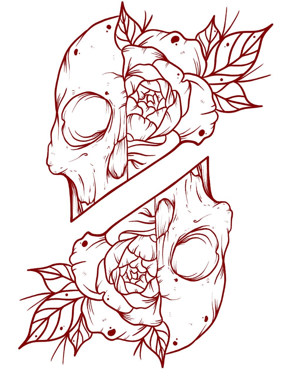 Hình xăm đầu lâu mặt quỷ đầy mạnh mẽ và bí ẩn