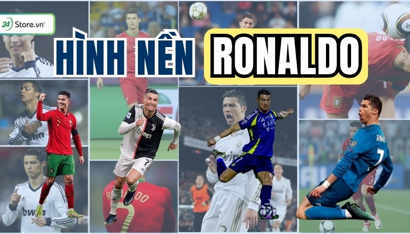 Hình ảnh Cristiano Ronaldo đang thực hiện cú sút uy lực trên sân cỏ