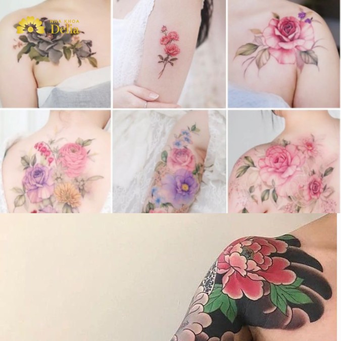 Hình xăm hoa mẫu đơn đẹp biểu thị tình yêu vĩnh cửu