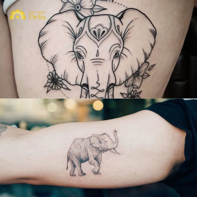 Hình xăm đẹp về con voi cho nam