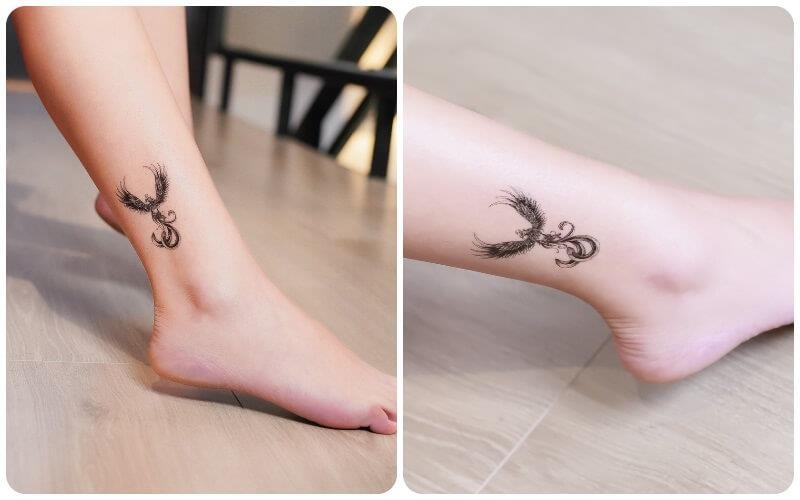 Hình xăm phượng hoàng lửa trên chân