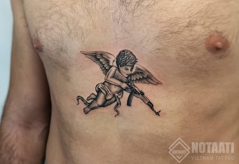 Hình xăm thiên thần tình yêu