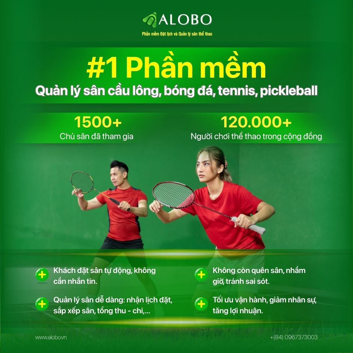 Giao diện ứng dụng ALOBO giúp quản lý và đặt sân thể thao tiện lợi