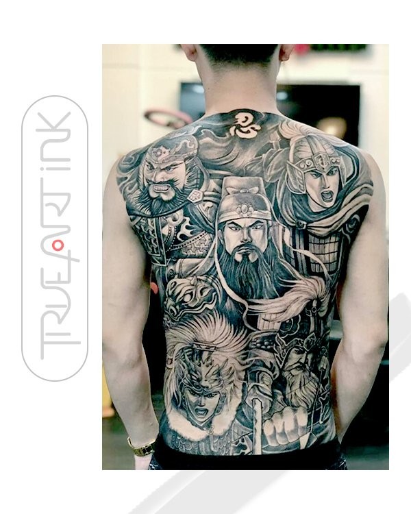 Biểu tượng Ngũ Hổ Tướng trên cơ thể