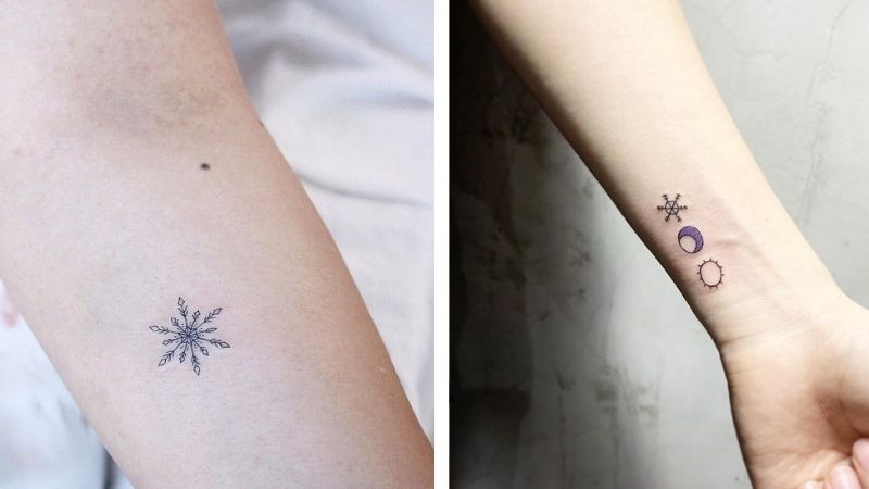 Hình xăm bông tuyết trên cổ tay cho nữ