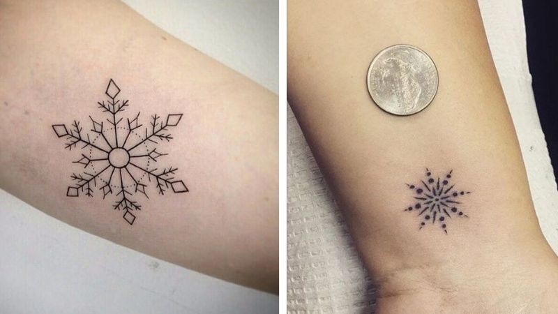 Hình xăm bông tuyết trên tay và cổ tay