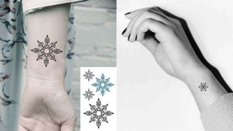 Mẫu xăm bông tuyết ở cổ tay