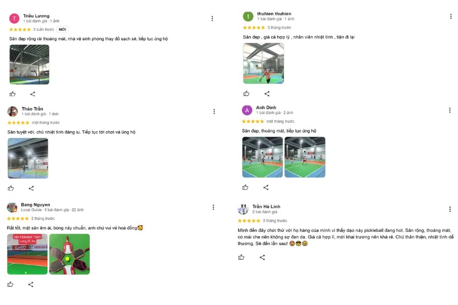 Biểu đồ đánh giá tổng quan về sân Pickleball Thiên Long