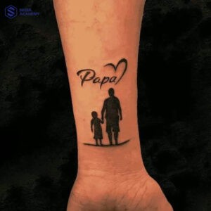 Hình xăm tiếng Anh ý nghĩa về gia đình với hình ảnh bố và con