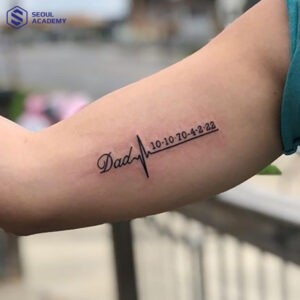 Hình xăm chữ tiếng Anh kết hợp với các con số ý nghĩa về gia đình