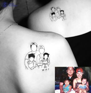 Xăm hình ảnh gia đình trên vai là ý tưởng khá hay cho bạn