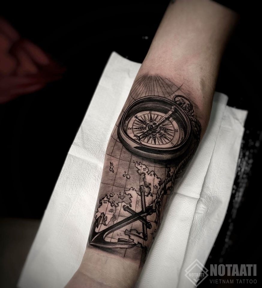 Hình xăm mỏ neo la bàn