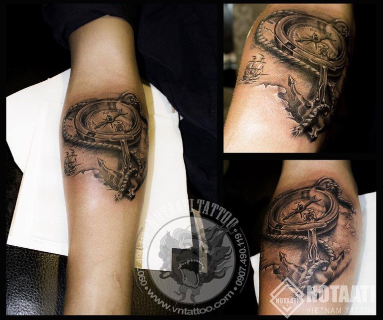 Hình xăm la bàn mỏ neo