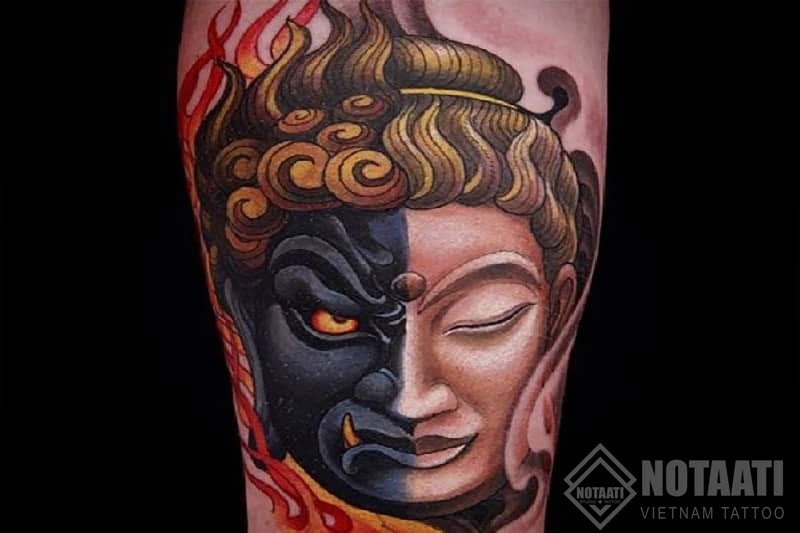 Hình xăm Phật Quỷ ở chân