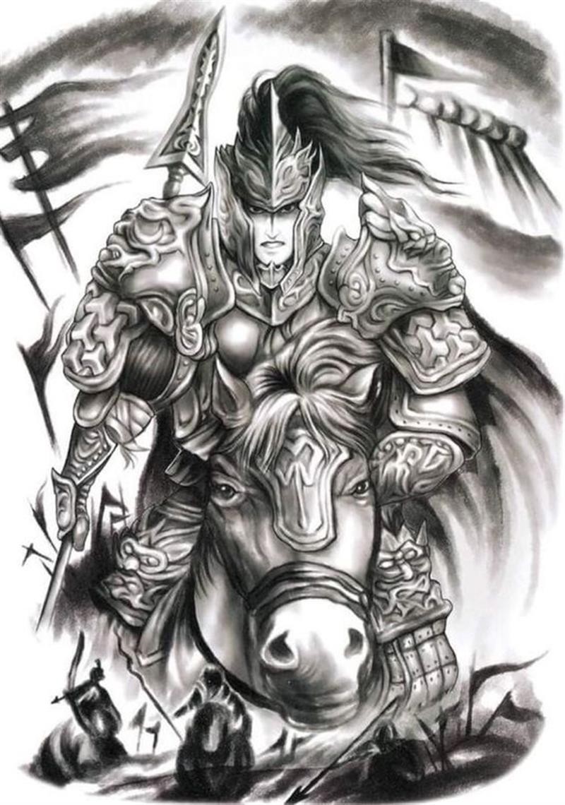 Hình xăm Quan Công cưỡi ngựa