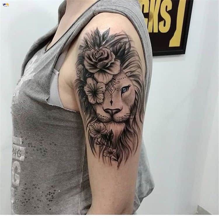 Hình xăm vai nữ sư tử