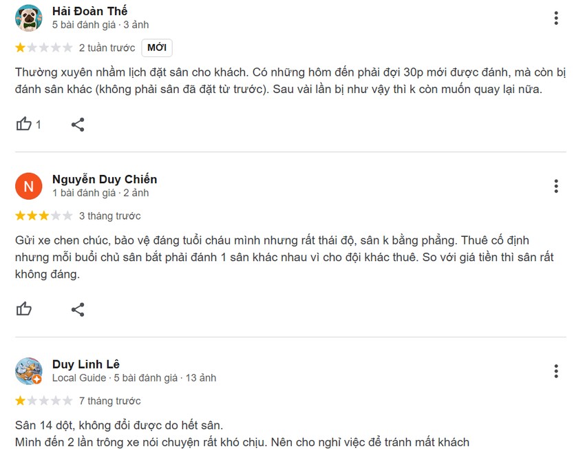 Một số khách hàng phàn nàn về cơ sở vật chất