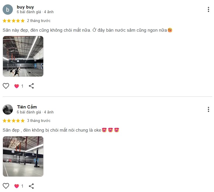 Đánh giá của người chơi tại sân cầu lông Aka Badminton Center