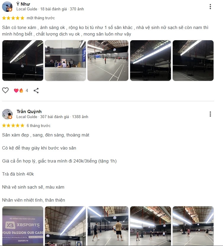 Đánh giá của người chơi tại sân cầu lông Aka Badminton Center