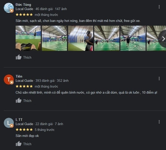 Người chơi trải nghiệm và đánh giá tích cực về sân cầu lông An Bình