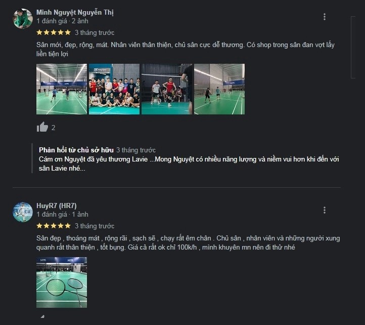 Đánh giá sân cầu lông Lavie