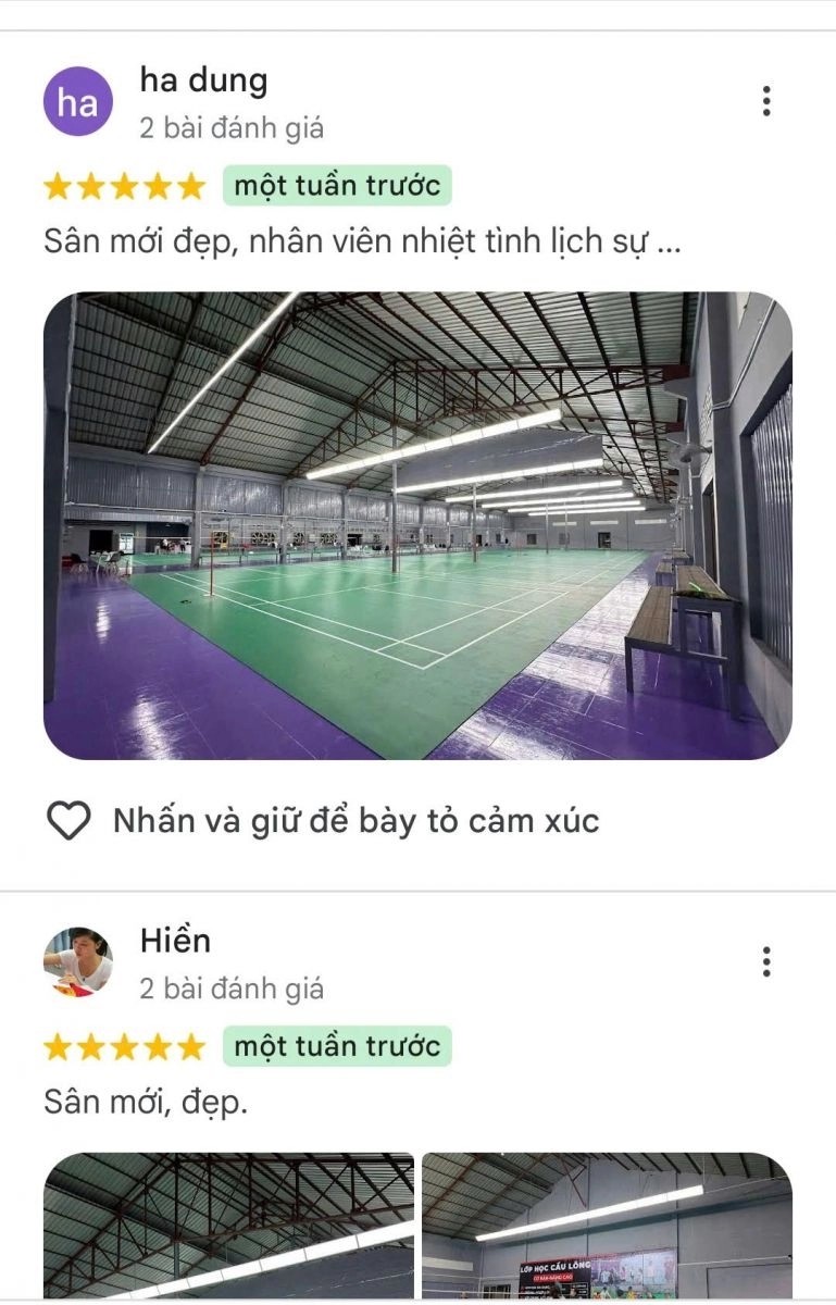 Nhận xét của khách hàng về sân cầu lông Nguyễn Trọng Quyền
