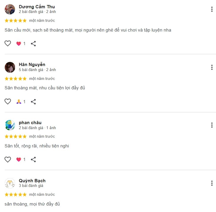 Đánh giá của người chơi tại sân Pickleball Kim Minh