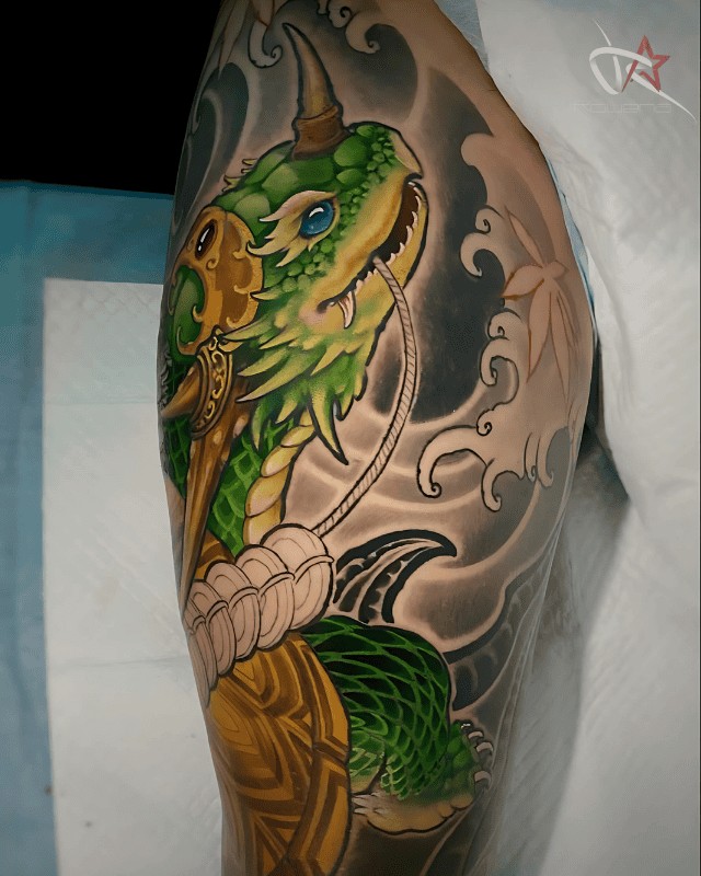 Hình xăm Rùa: bảo hộ, trường thọ, sức khỏe dồi dào.