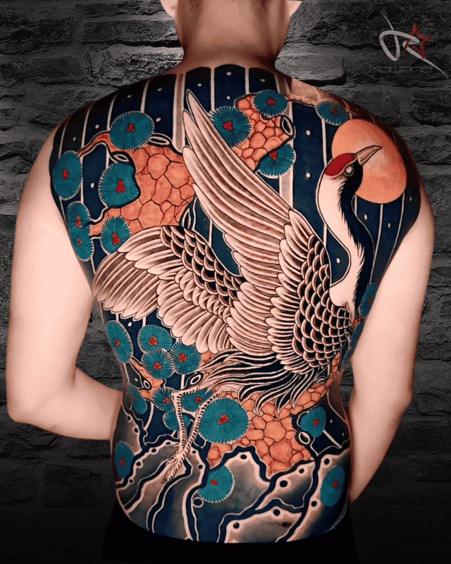 Hình xăm Hạc: biểu tượng của trường thọ, thanh cao, vượng khí.