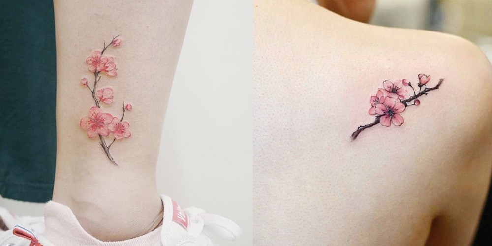 Hình xăm hoa đào rực rỡ